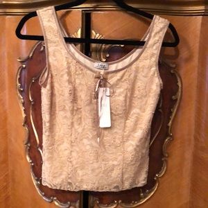 NWT CDW Champagne Lace Top